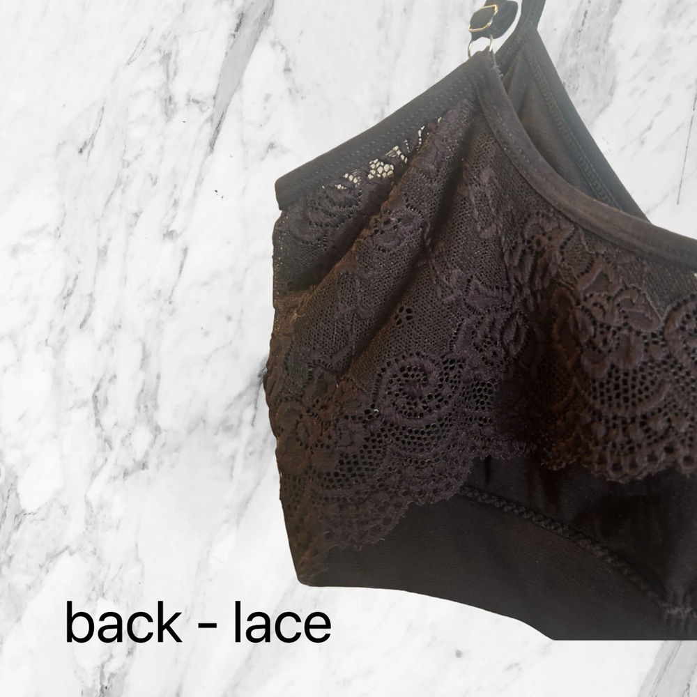 🇺🇸🆕NWOT TAHARI | XL | Black Seemless Bralette Lace back V-Neck - Picture 10 of 16